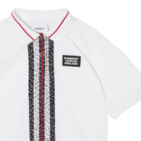 Polo en piqué de coton rayé monogram - Blanc