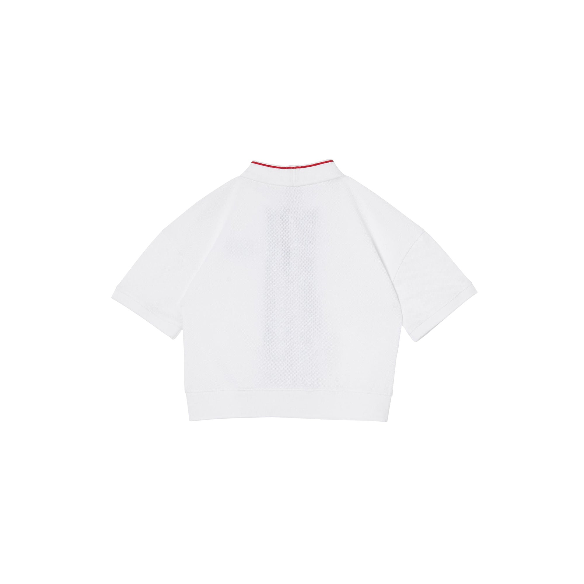 Polo en piqué de coton rayé monogram - Blanc