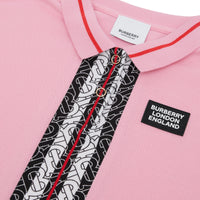 Polo en piqué de coton rayé monogram - Rose bonbon
