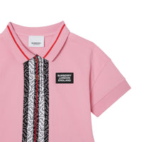 Polo en piqué de coton rayé monogram - Rose bonbon