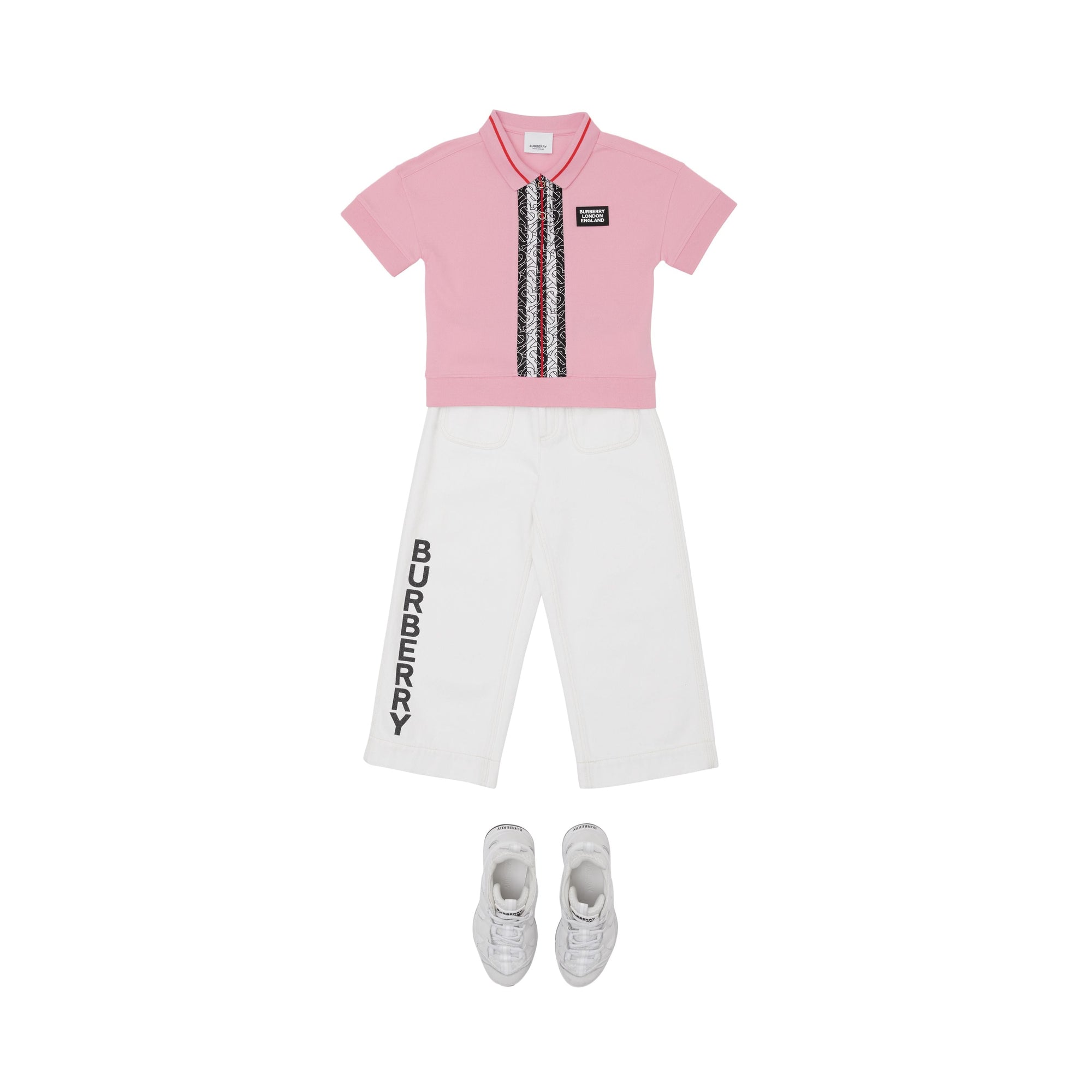 Polo en piqué de coton rayé monogram - Rose bonbon