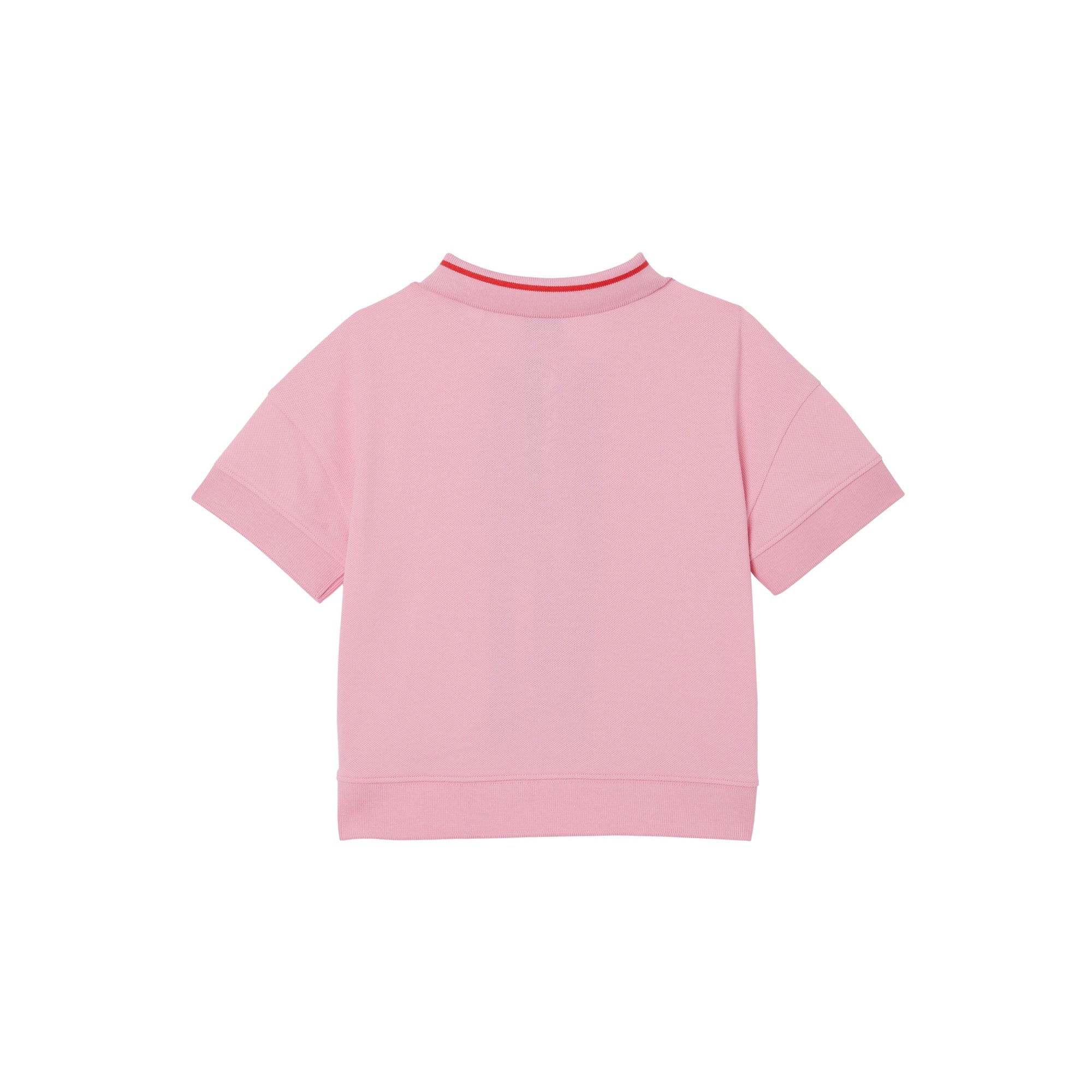 Polo en piqué de coton rayé monogram - Rose bonbon
