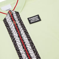 Polo en piqué de coton rayé monogram - Pistache