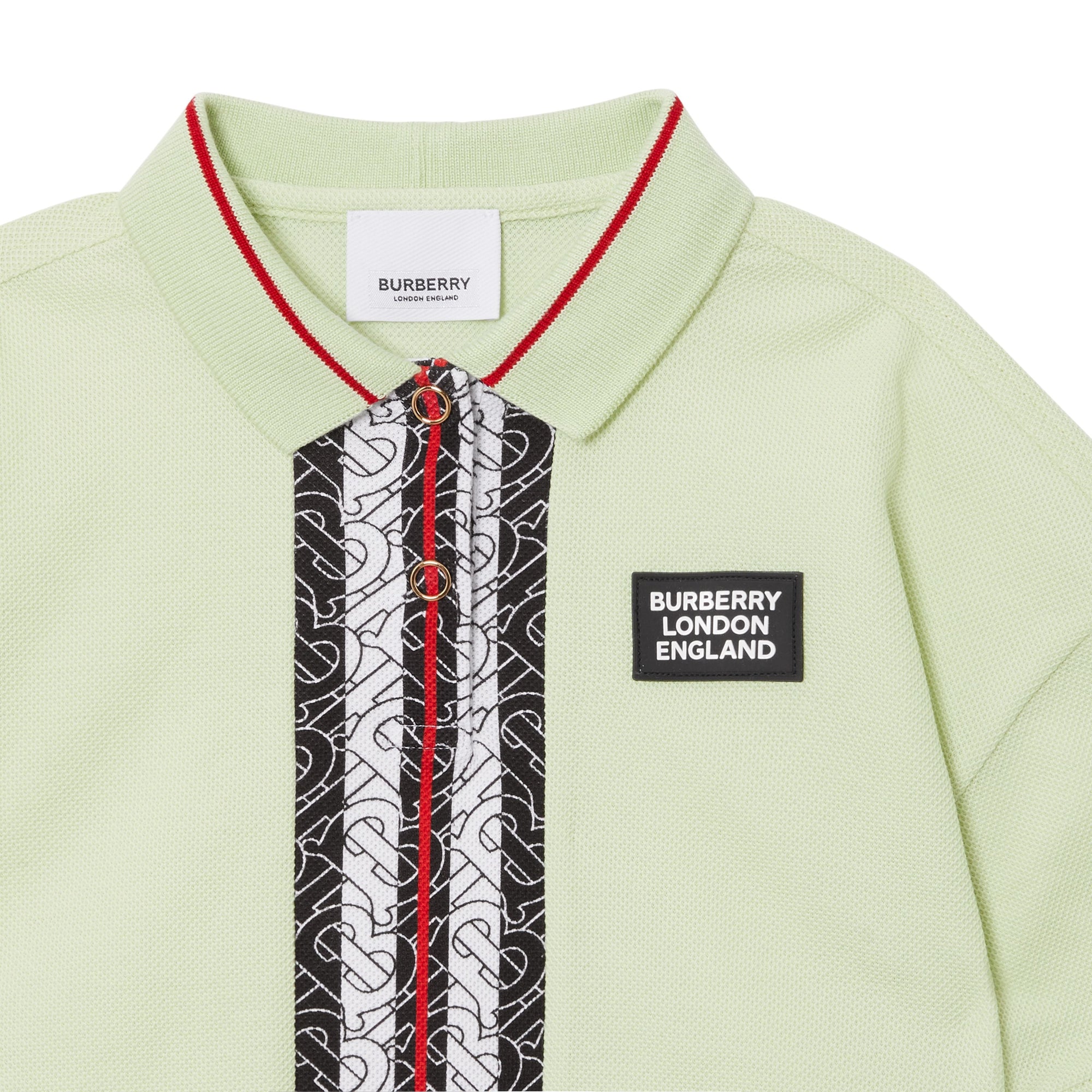 Polo en piqué de coton rayé monogram - Pistache
