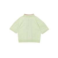 Polo en piqué de coton rayé monogram - Pistache