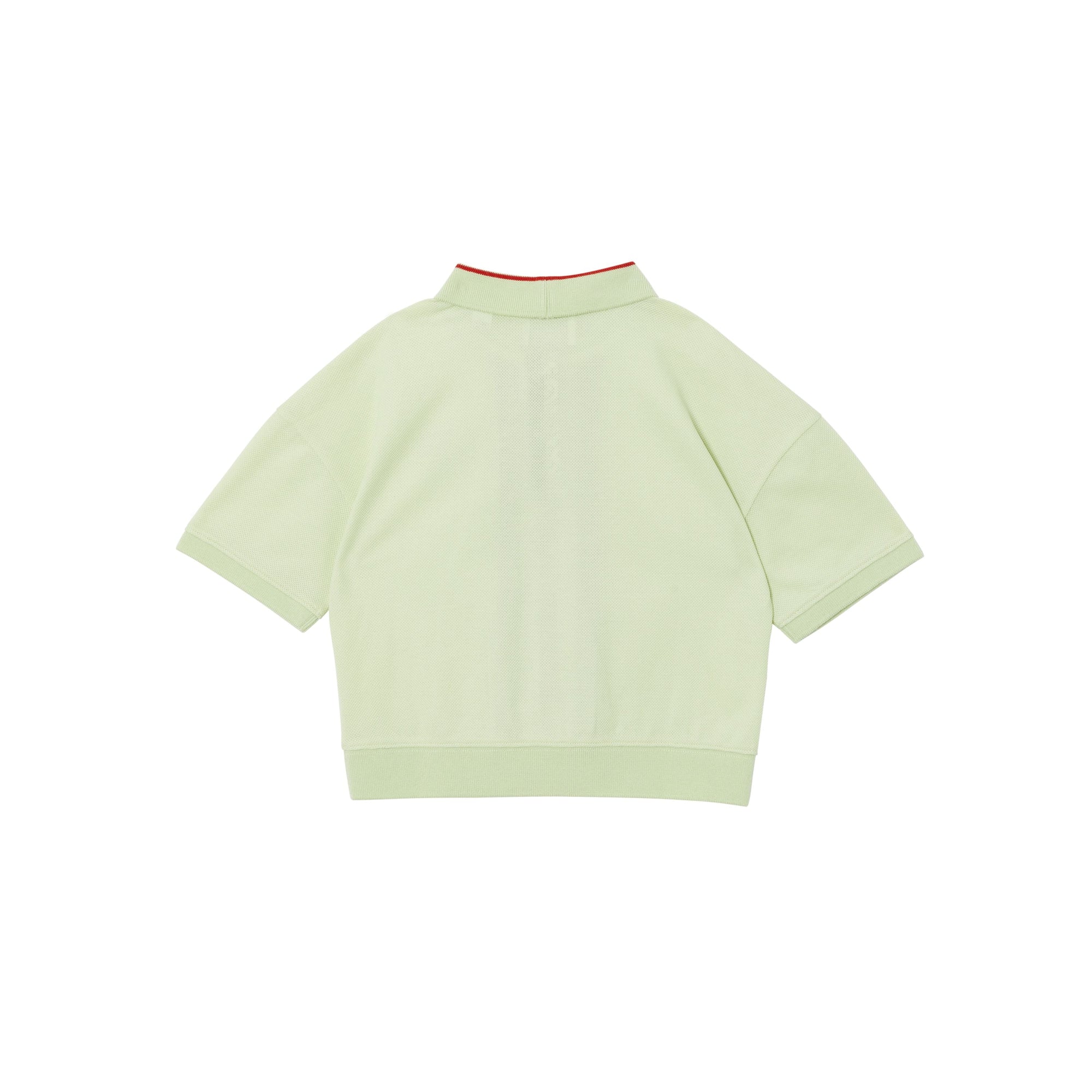 Polo en piqué de coton rayé monogram - Pistache