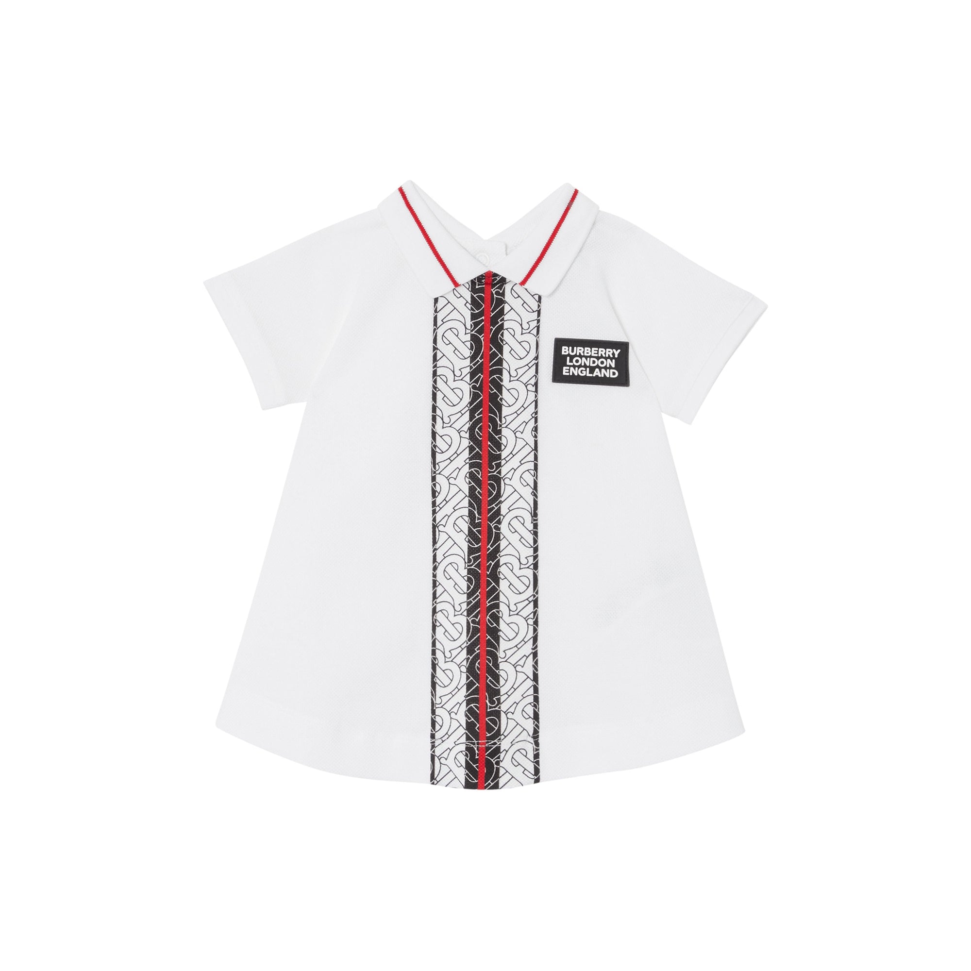 Robe et bloomer en piqué de coton rayés monogram - Blanc