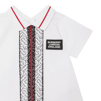 Robe et bloomer en piqué de coton rayés monogram - Blanc