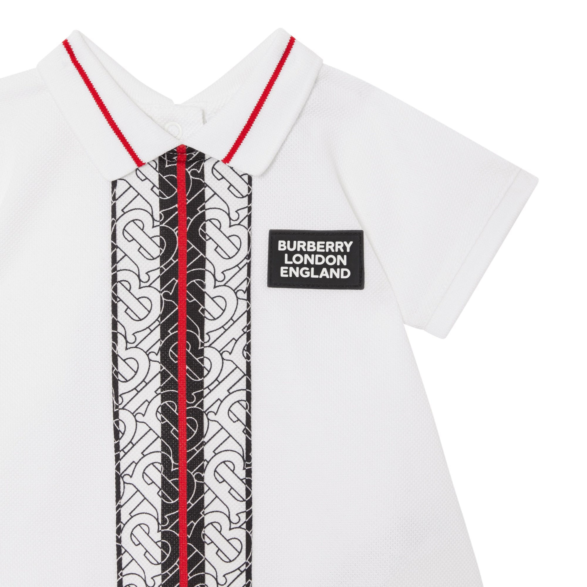 Robe et bloomer en piqué de coton rayés monogram - Blanc