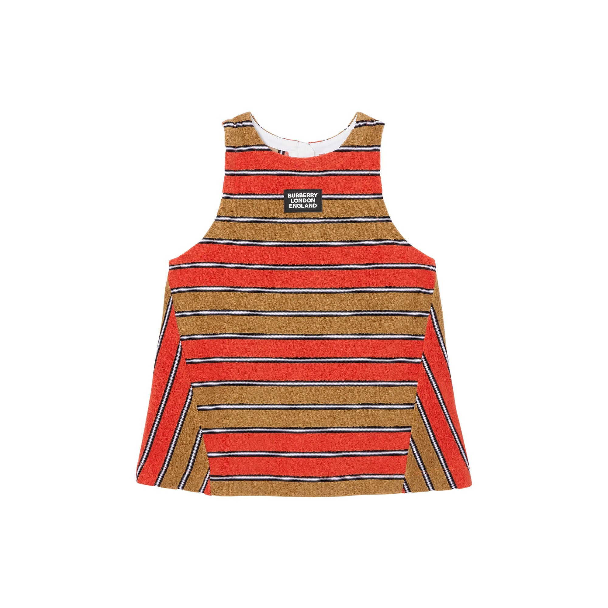 Haut en tissu éponge rayé avec logo appliqué - Rouge Vermillon