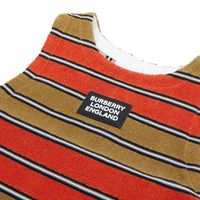 Haut en tissu éponge rayé avec logo appliqué - Rouge Vermillon