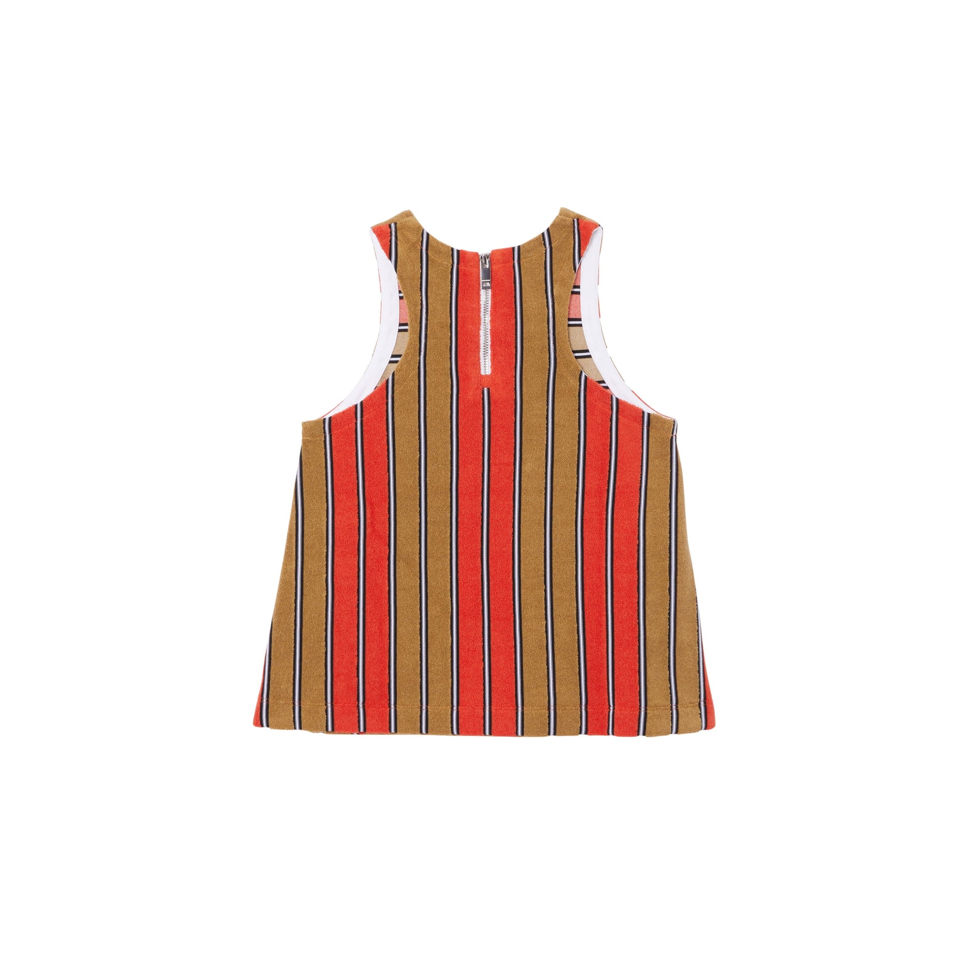 Haut en tissu éponge rayé avec logo appliqué - Rouge Vermillon
