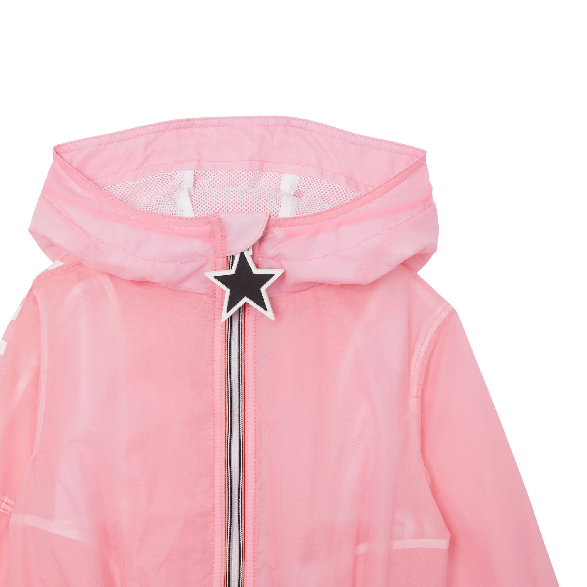 Veste légère à capuche avec logo et étoile - Rose bonbon