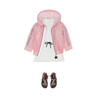 Veste légère à capuche avec logo et étoile - Rose bonbon
