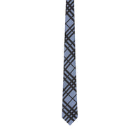 Cravate classique en jacquard de soie check - Bleu craie