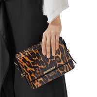 Petit sac grace en cuir à imprimé léopard - Moutarde sombre