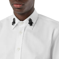 Chemise habillée oxford en coton avec cristaux - Blanc
