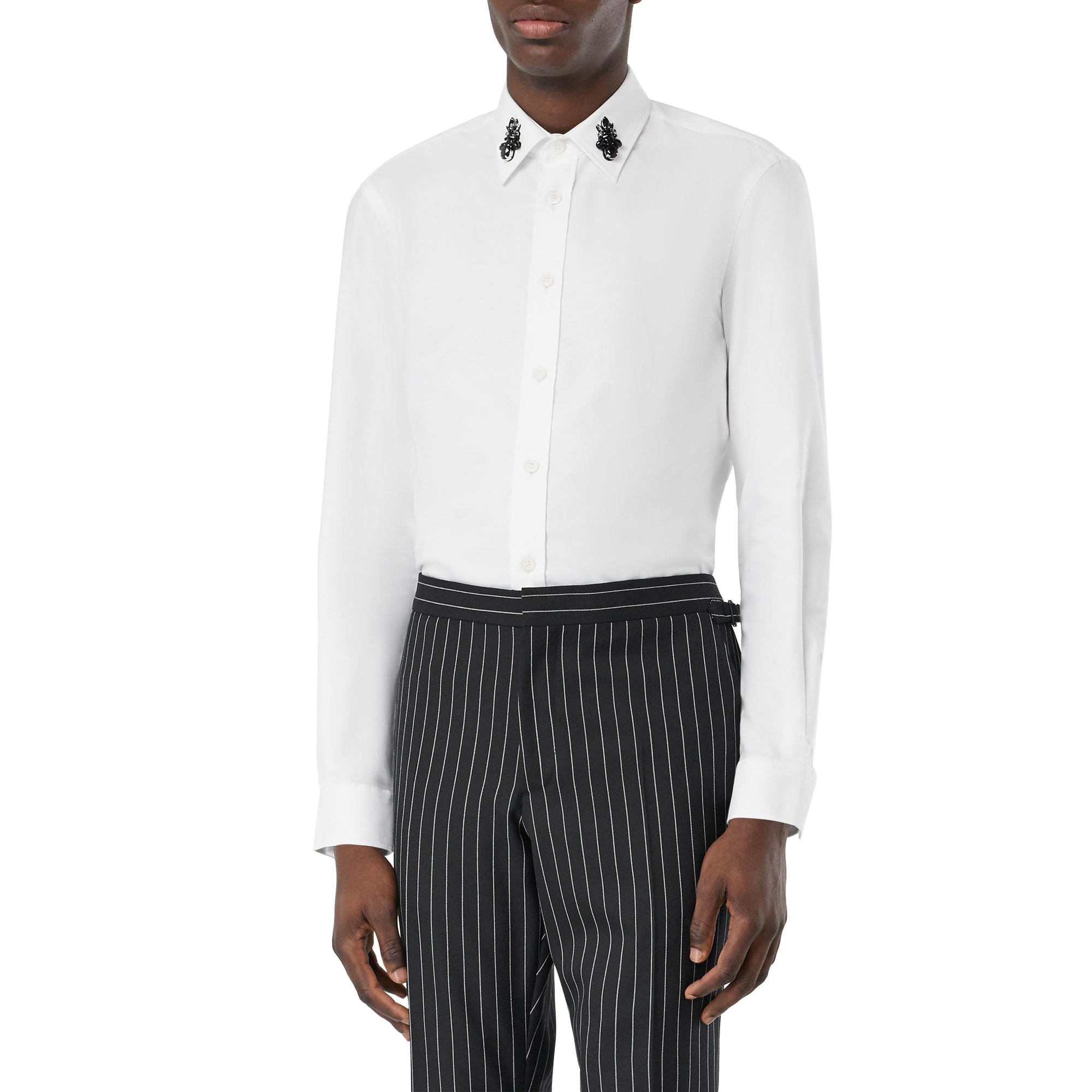 Chemise habillée oxford en coton avec cristaux - Blanc
