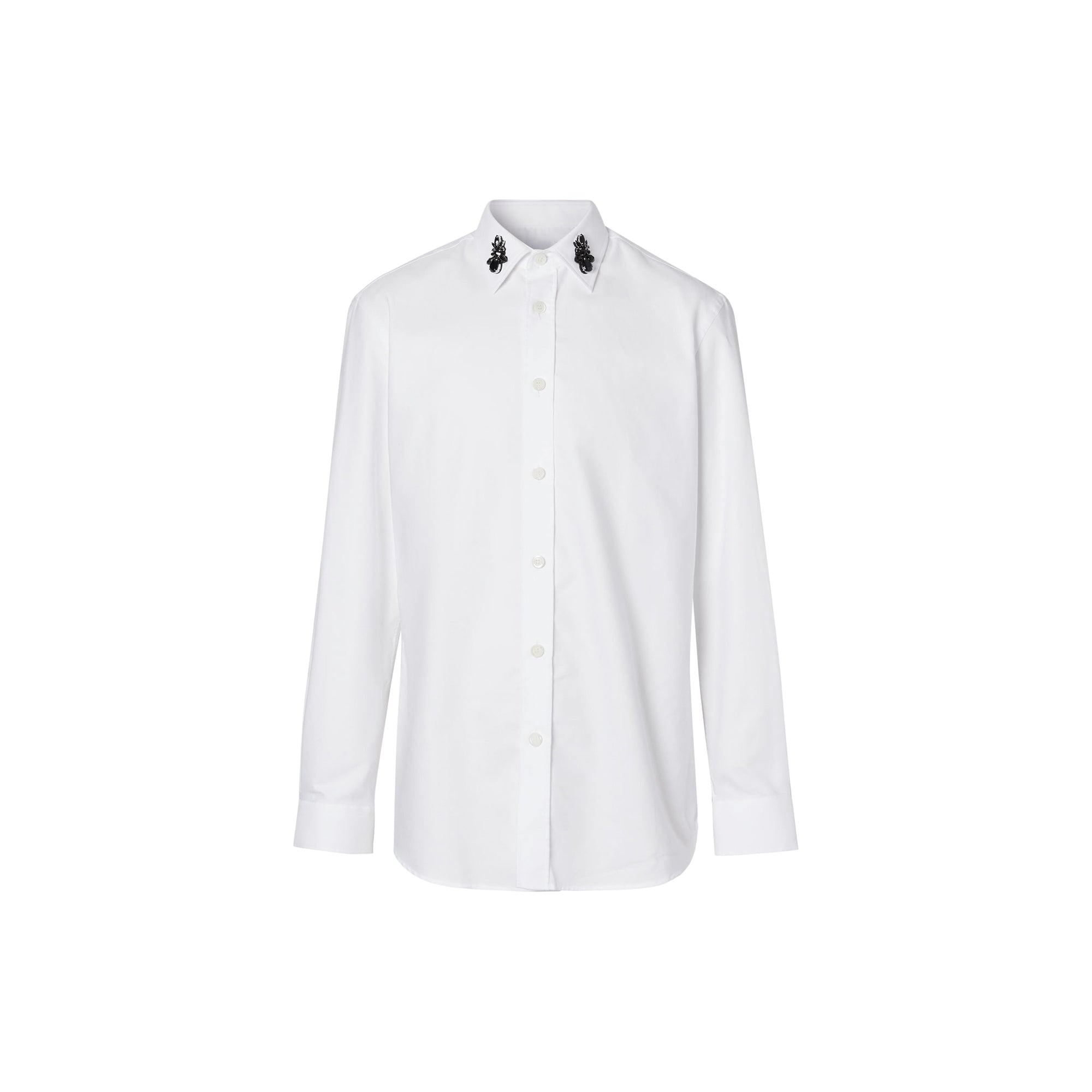 Chemise habillée oxford en coton avec cristaux - Blanc