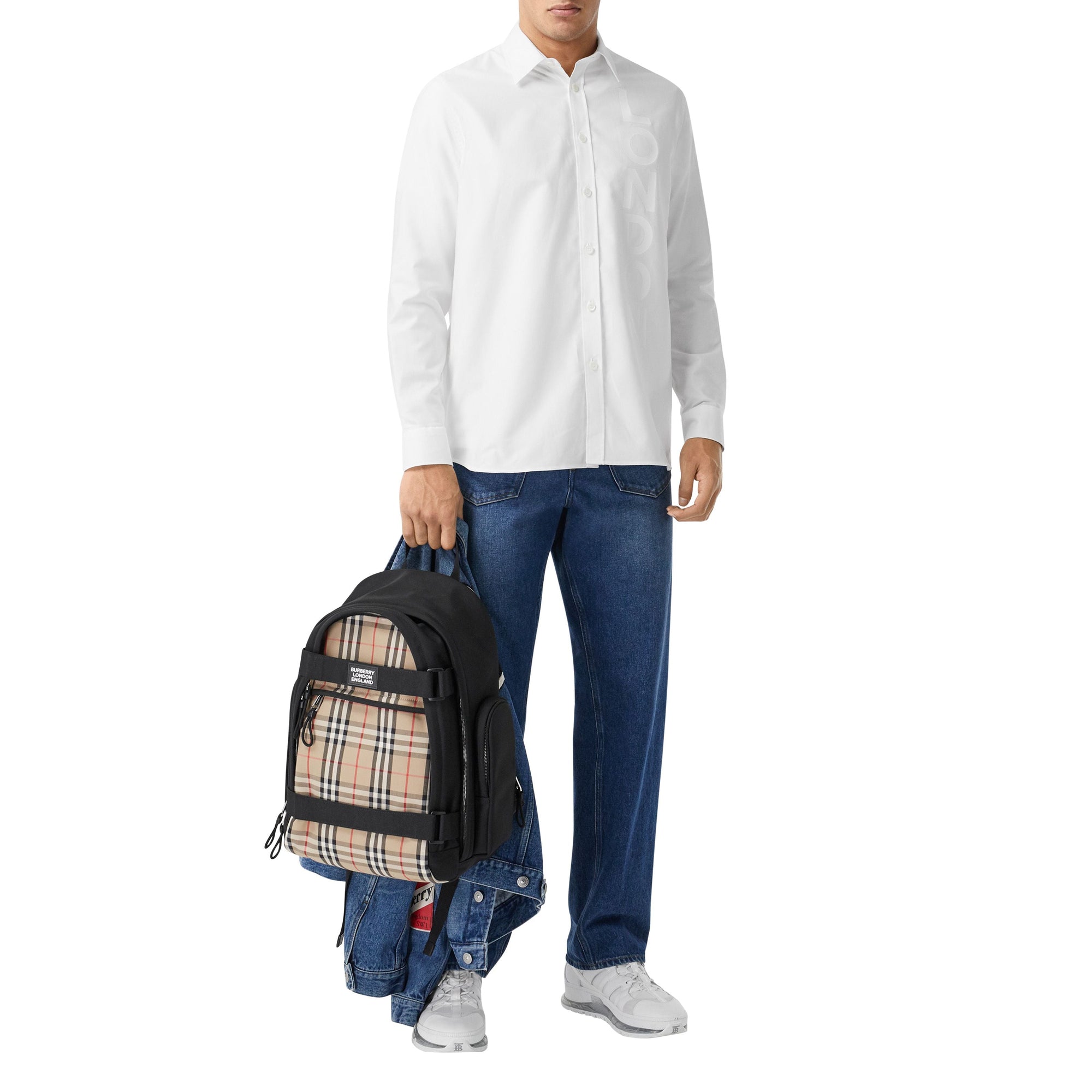 Chemise oxford oversize en coton à imprimé london - Blanc