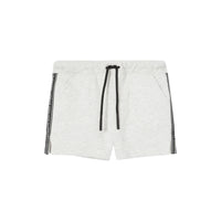 Short en coton avec cordon de serrage et bandes à logo - Camaïeu de blancs