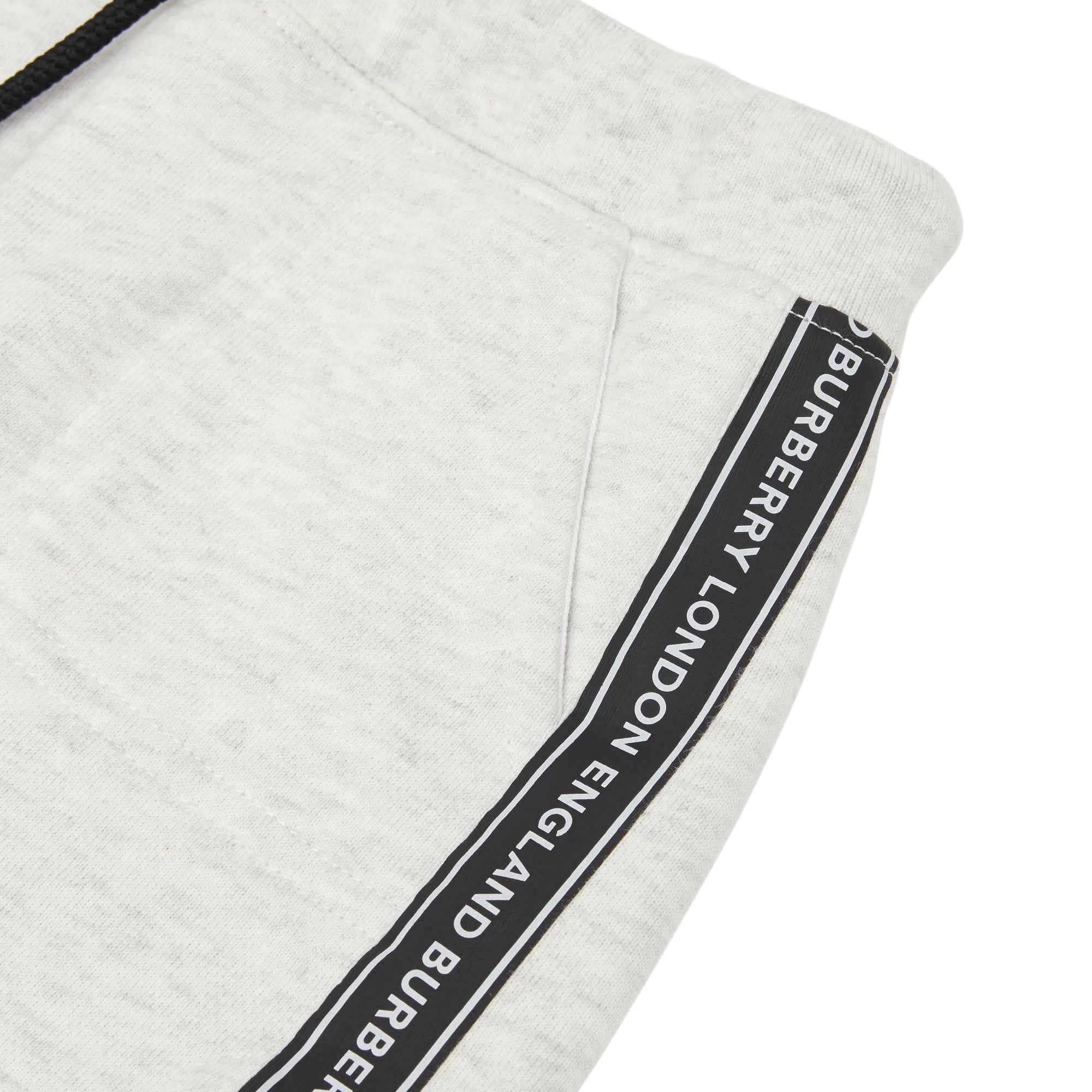 Short en coton avec cordon de serrage et bandes à logo - Camaïeu de blancs