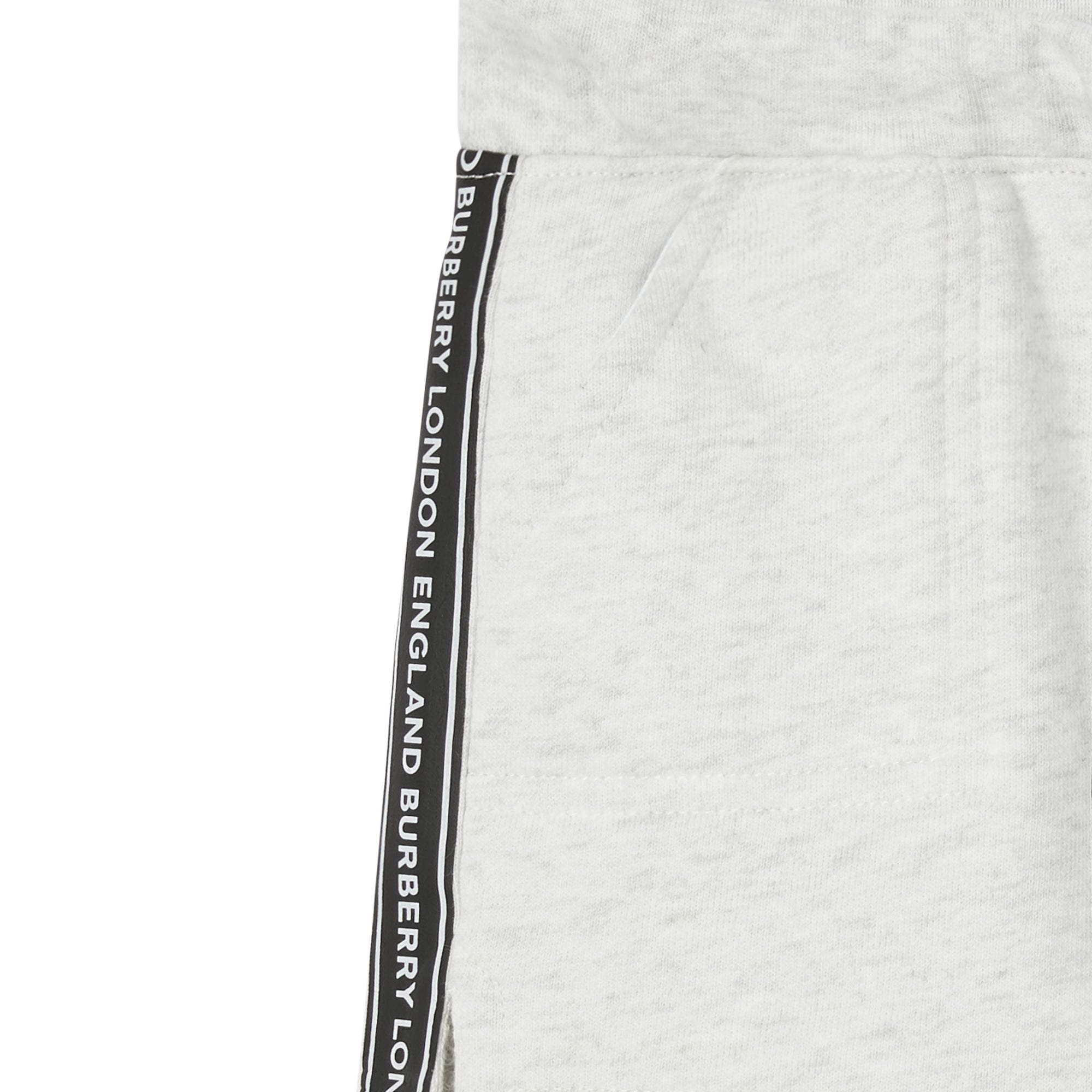 Short en coton avec cordon de serrage et bandes à logo - Camaïeu de blancs