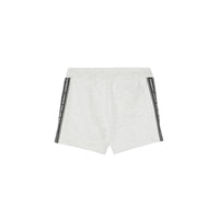 Short en coton avec cordon de serrage et bandes à logo - Camaïeu de blancs