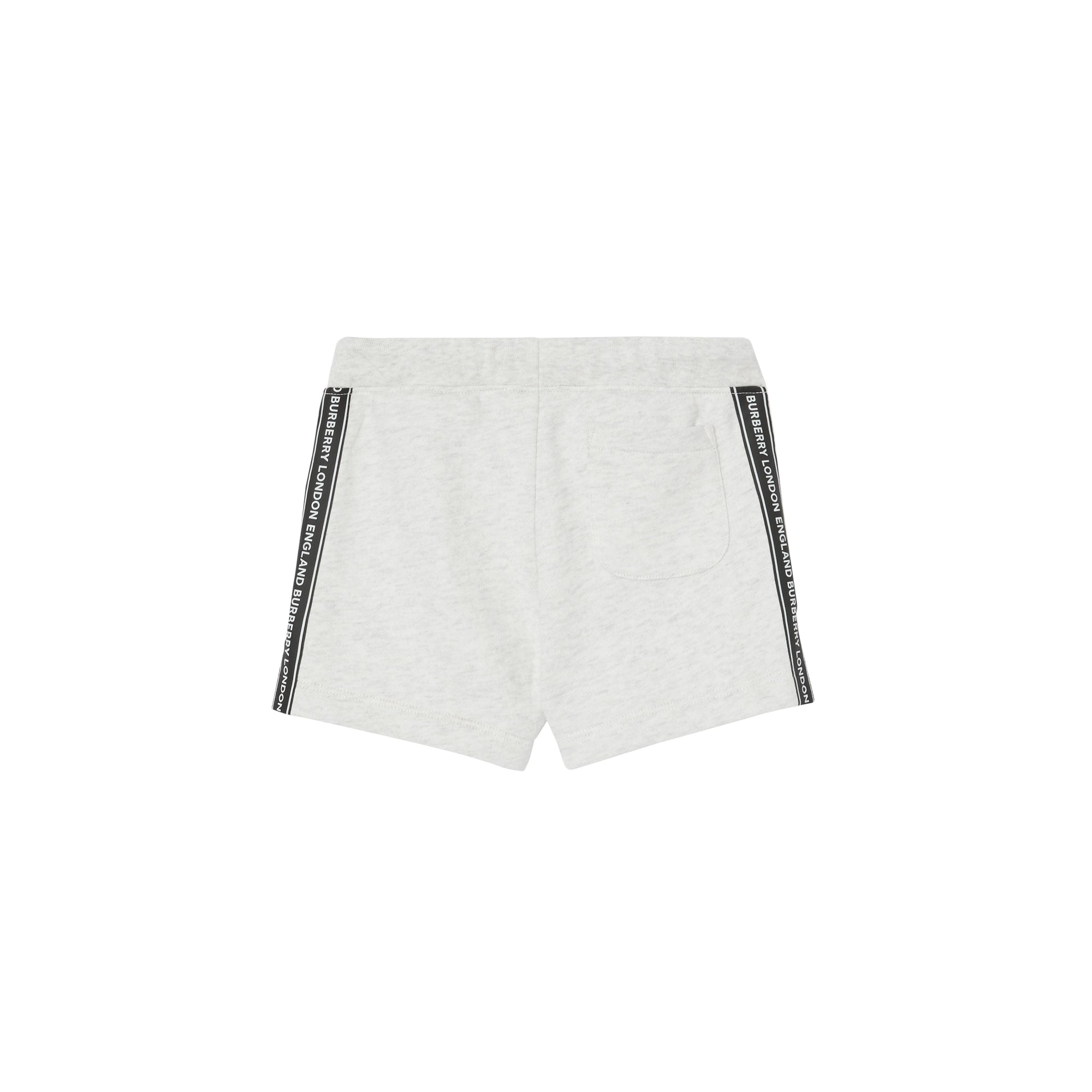Short en coton avec cordon de serrage et bandes à logo - Camaïeu de blancs