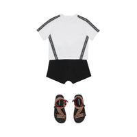 BLACK Short en coton avec cordon de serrage et bandes à logo