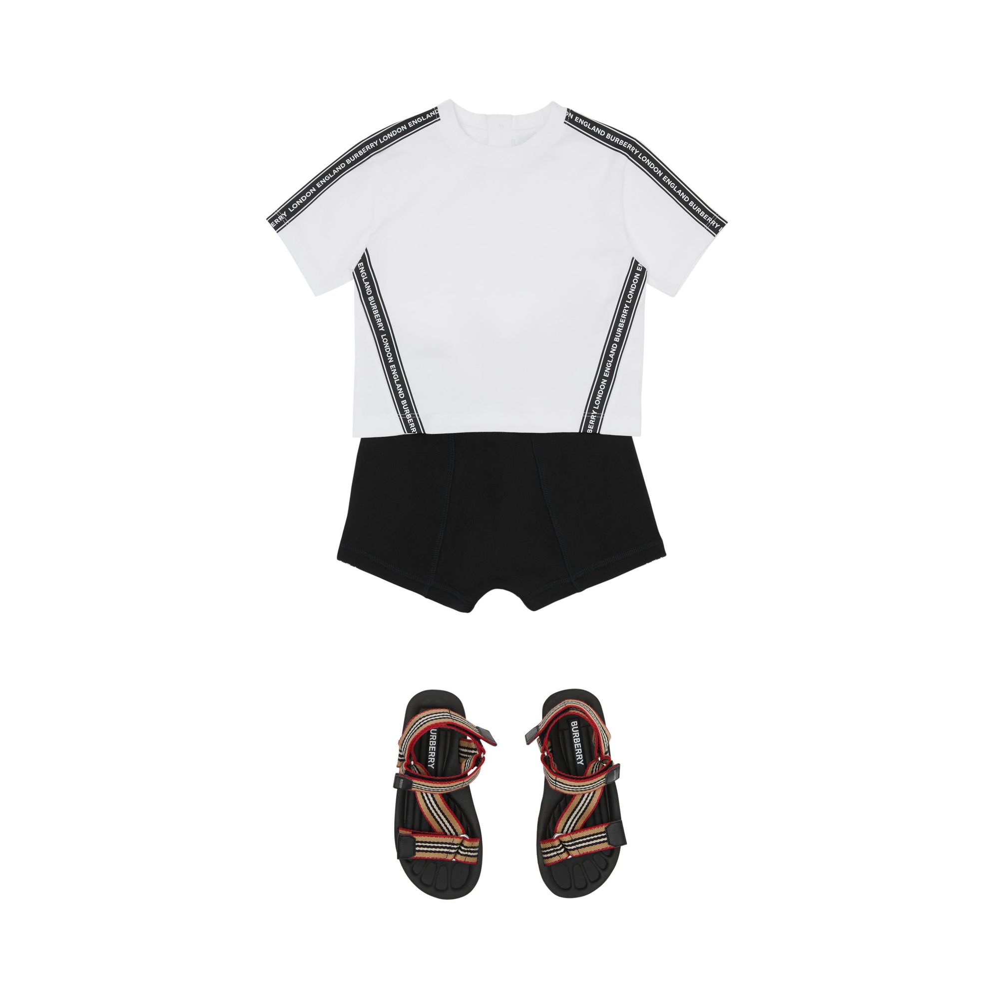 BLACK Short en coton avec cordon de serrage et bandes à logo