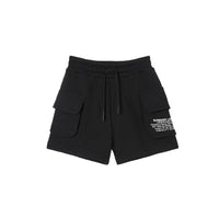 BLACK Short à cordon de serrage en coton avec coordonnées géographiques