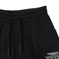 BLACK Short à cordon de serrage en coton avec coordonnées géographiques
