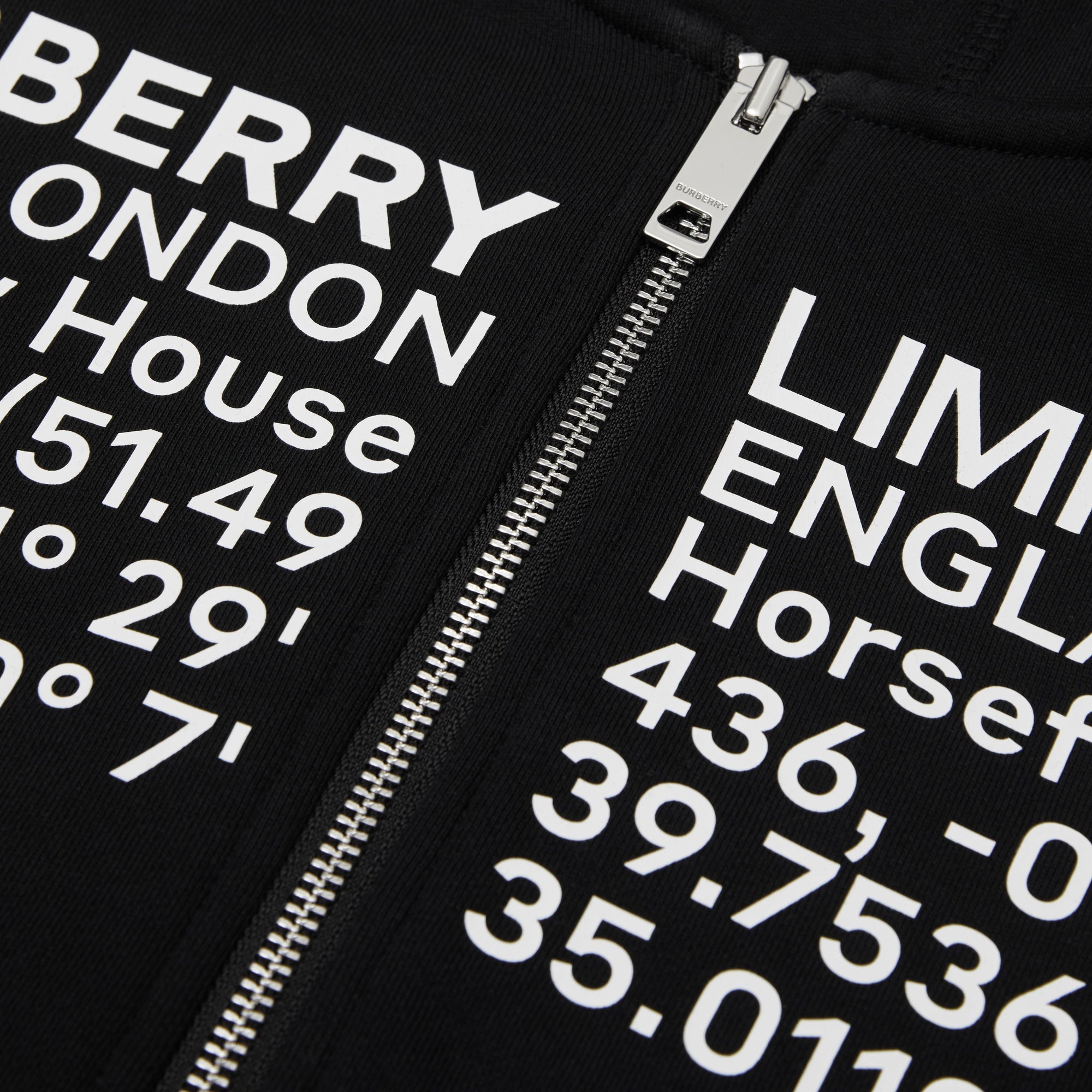BLACK Veste à capuche en coton avec coordonnées géographiques
