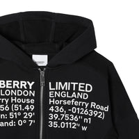 BLACK Veste à capuche en coton avec coordonnées géographiques