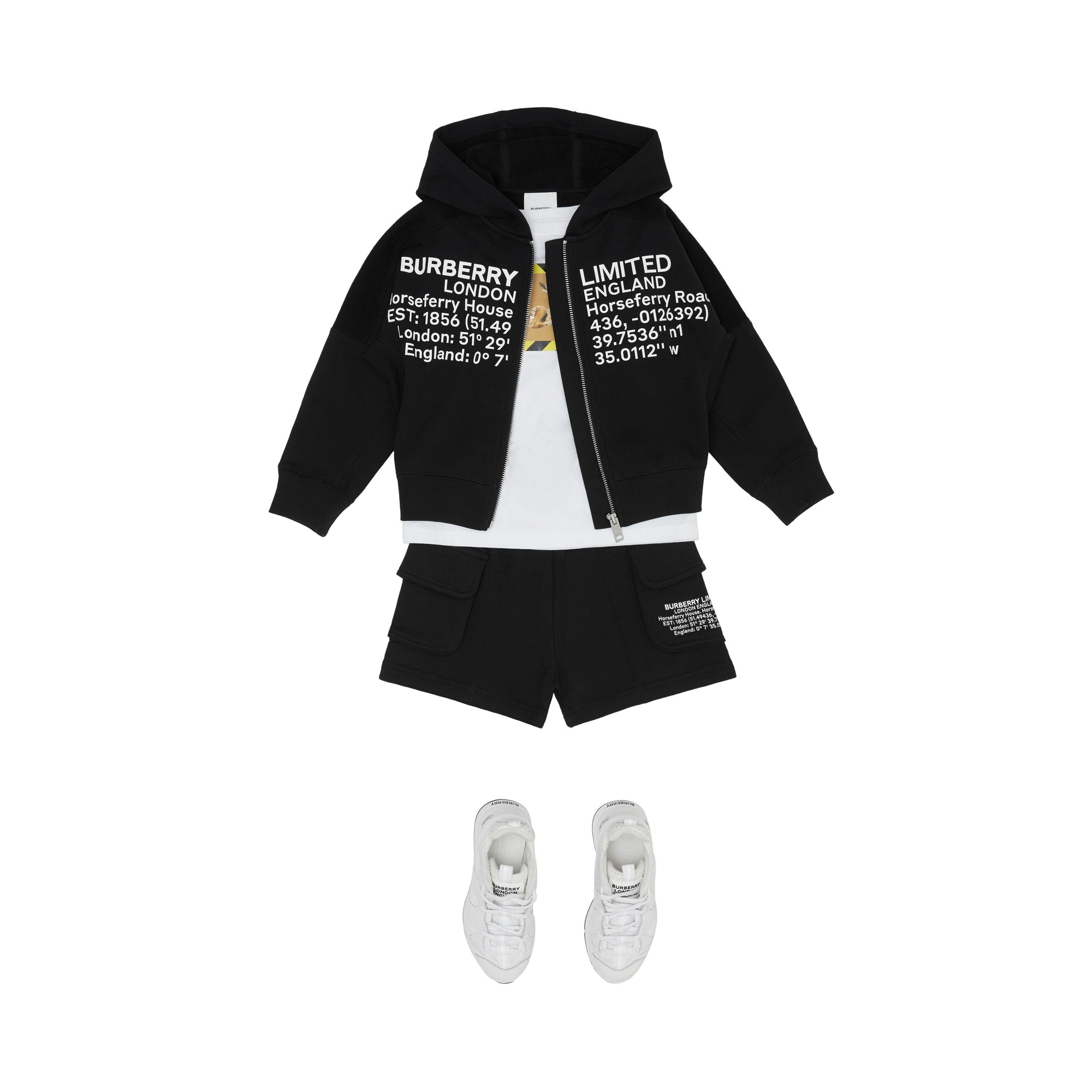 BLACK Veste à capuche en coton avec coordonnées géographiques