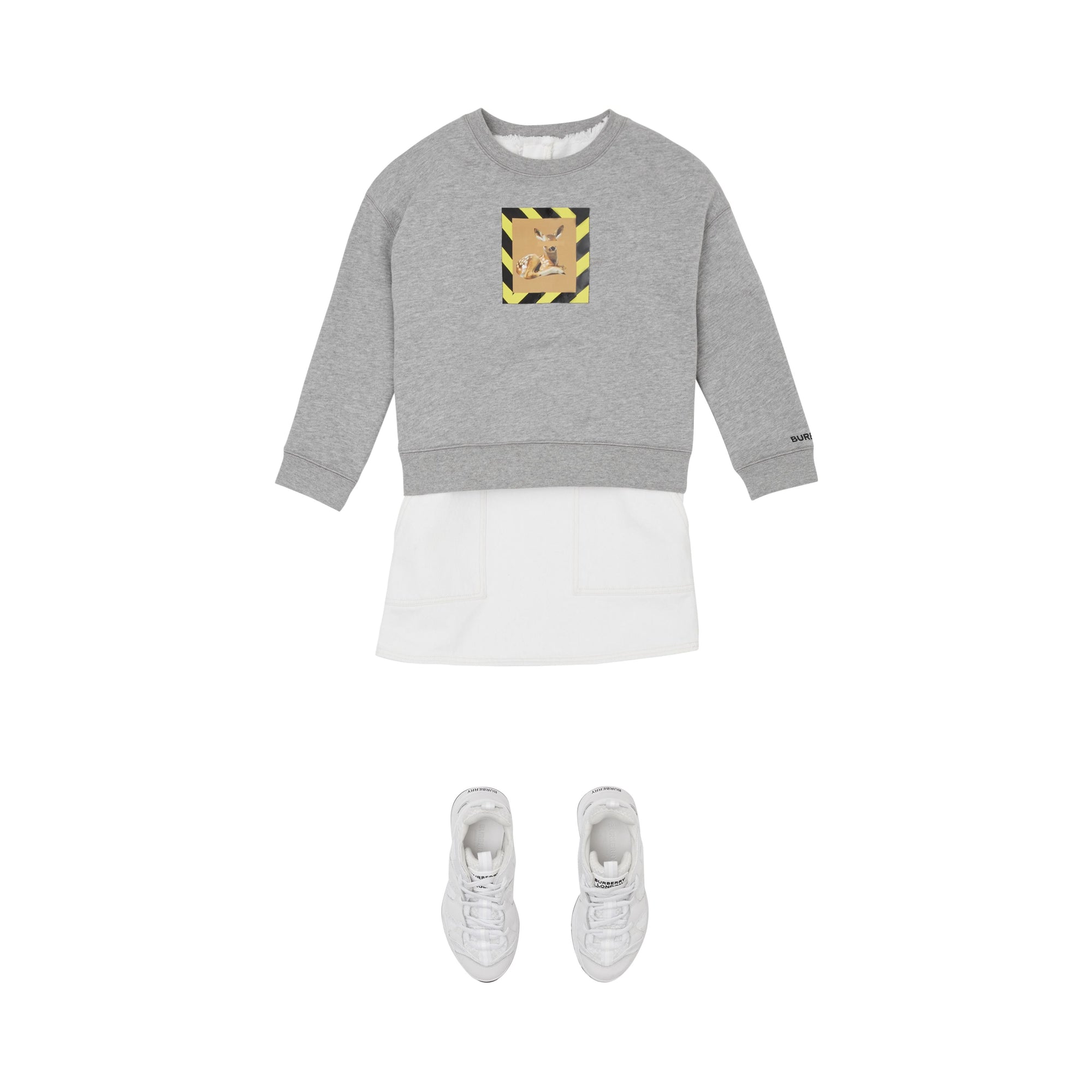 Sweat-shirt en coton à imprimé daim - Camaïeu de gris