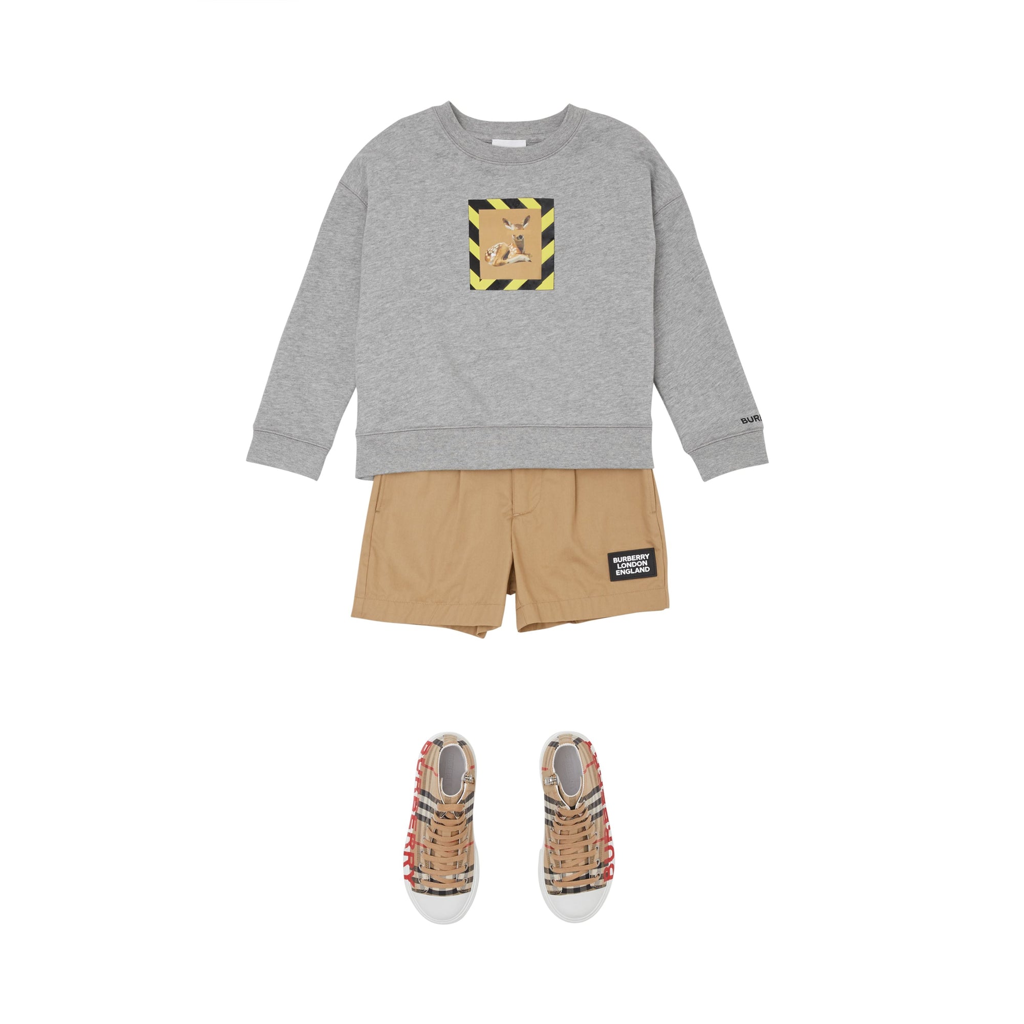Sweat-shirt en coton à imprimé daim - Camaïeu de gris