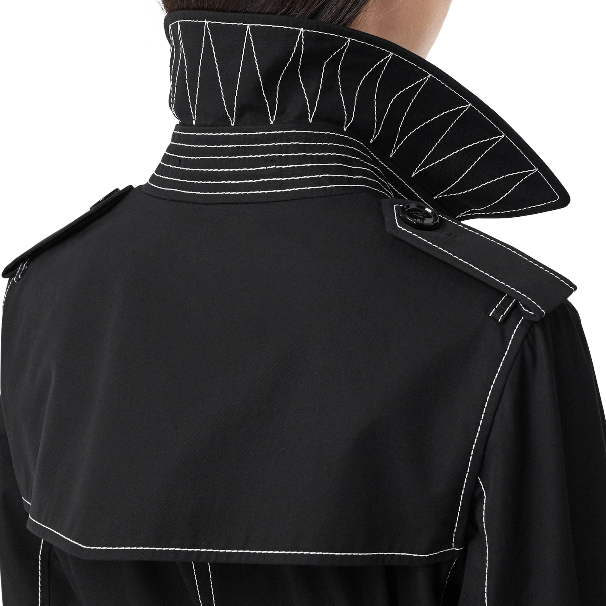 Trench en gabardine tropicale surpiquée - Noir