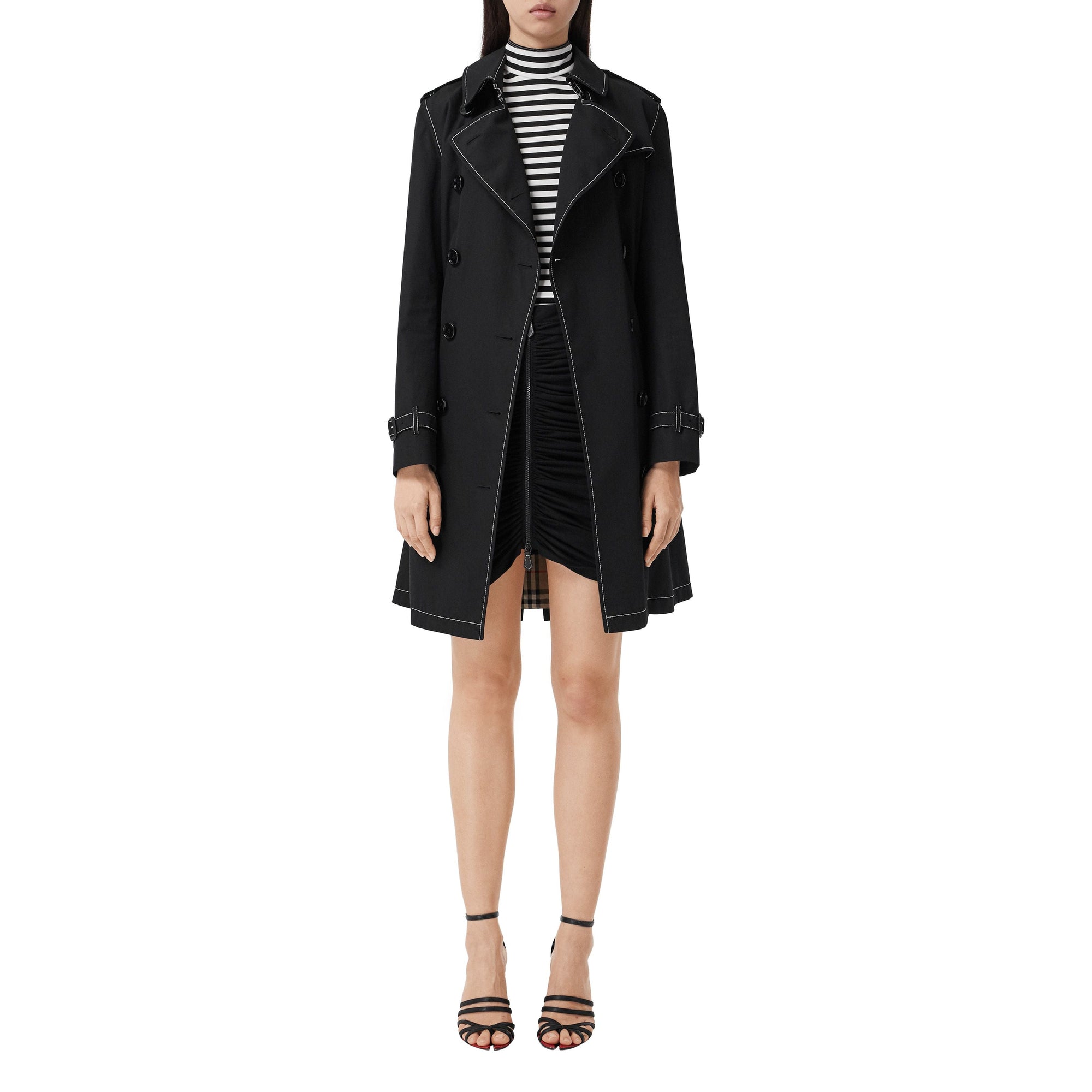 Trench en gabardine tropicale surpiquée - Noir