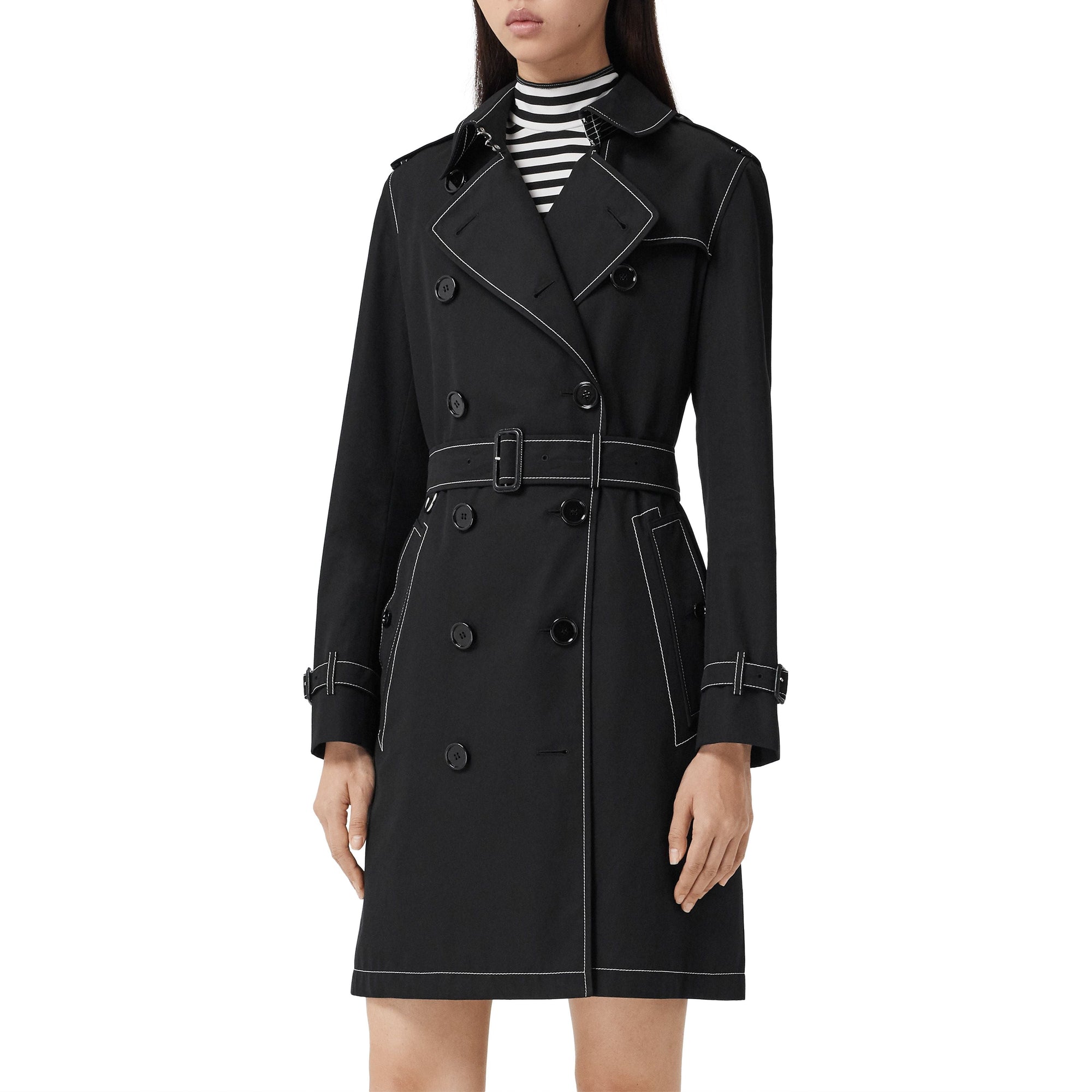 Trench en gabardine tropicale surpiquée - Noir