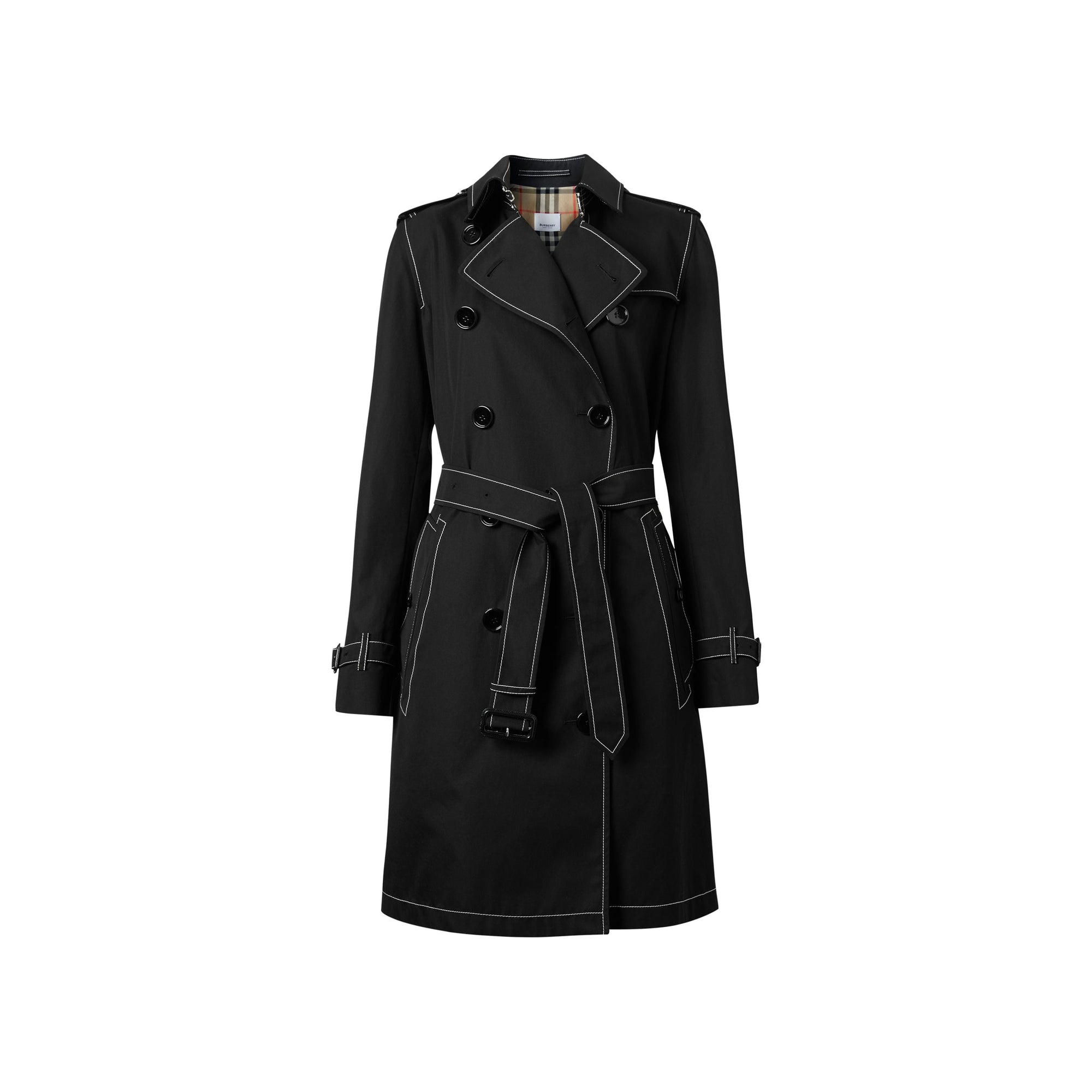 Trench en gabardine tropicale surpiquée - Noir