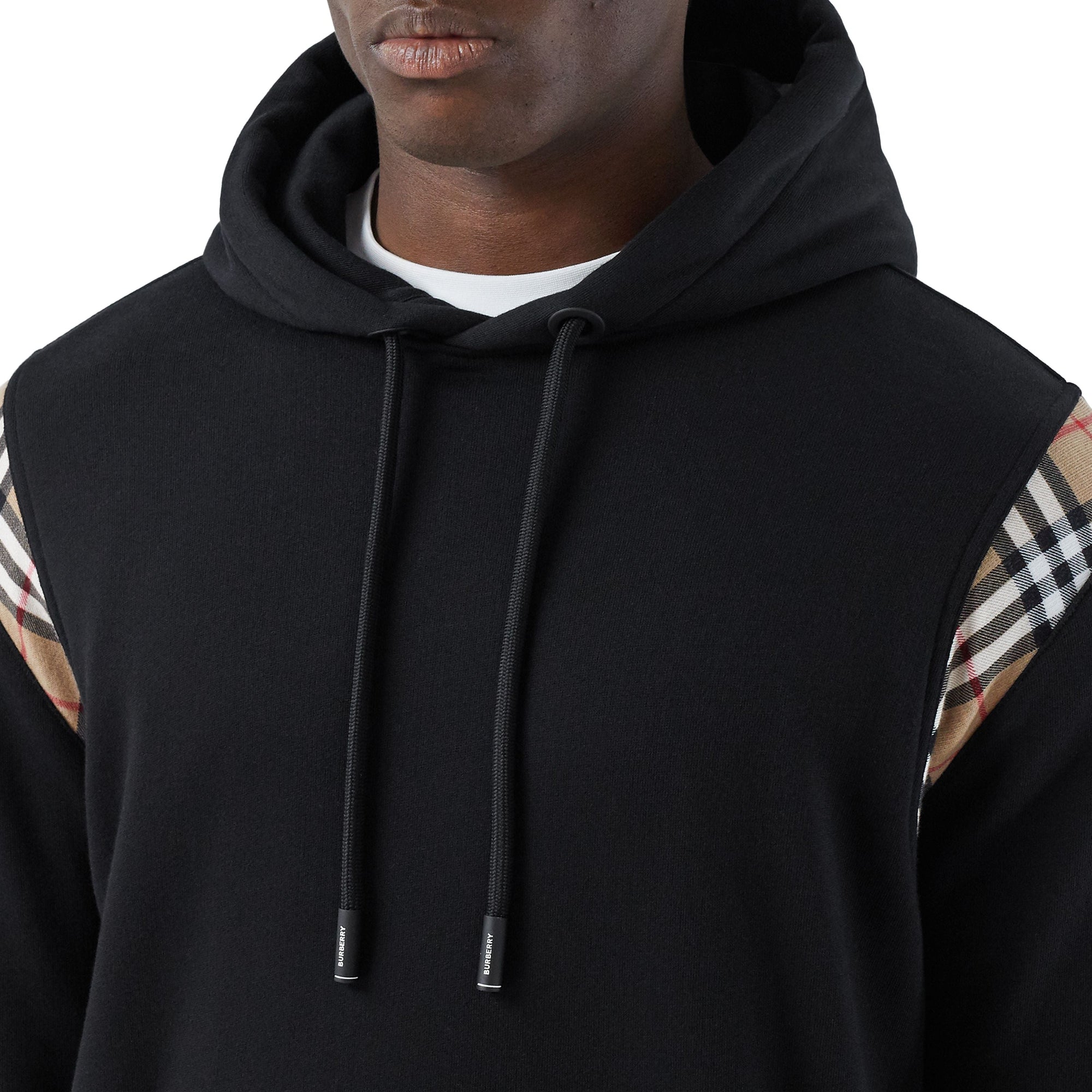 BLACK Hoodie en coton avec Vintage check