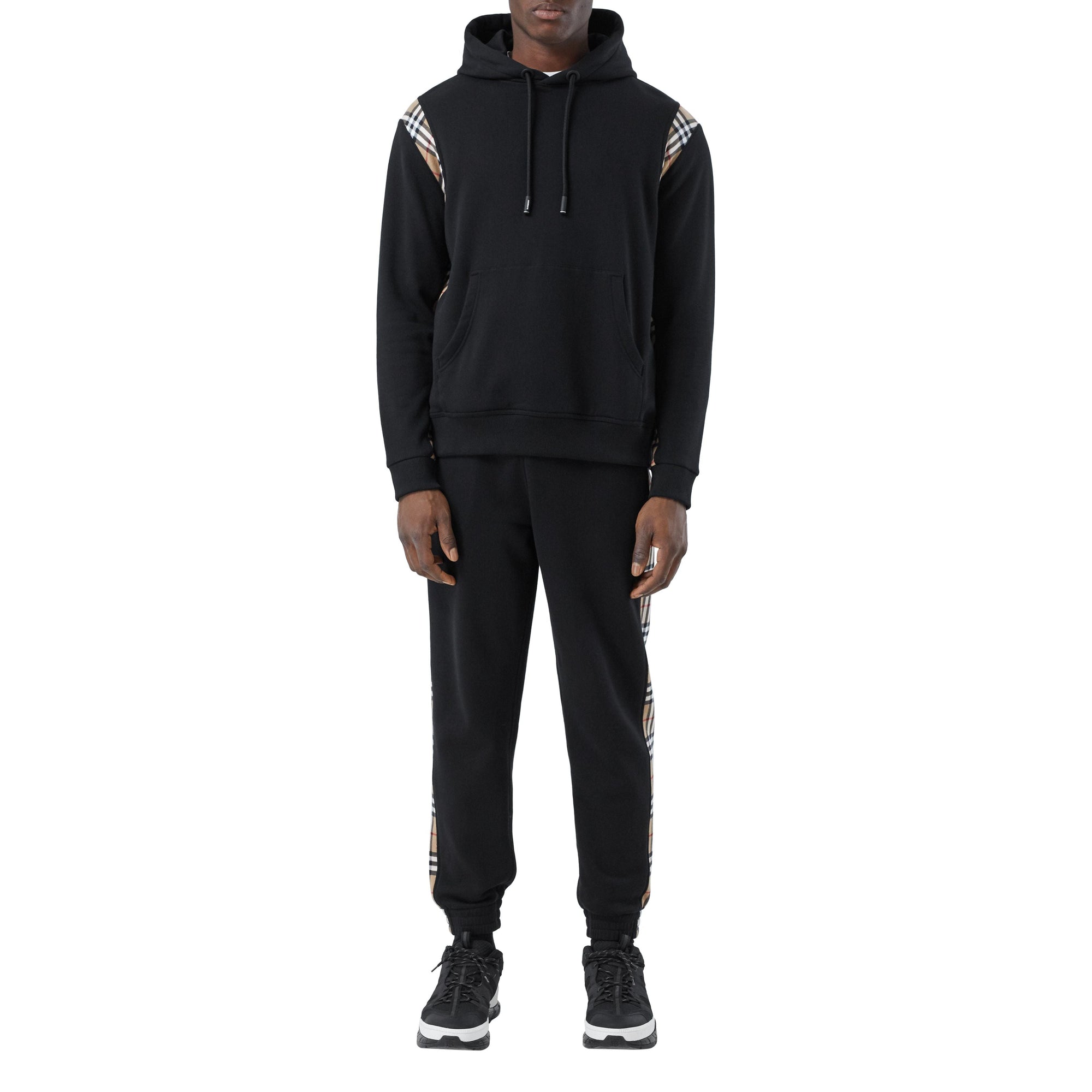 BLACK Hoodie en coton avec Vintage check