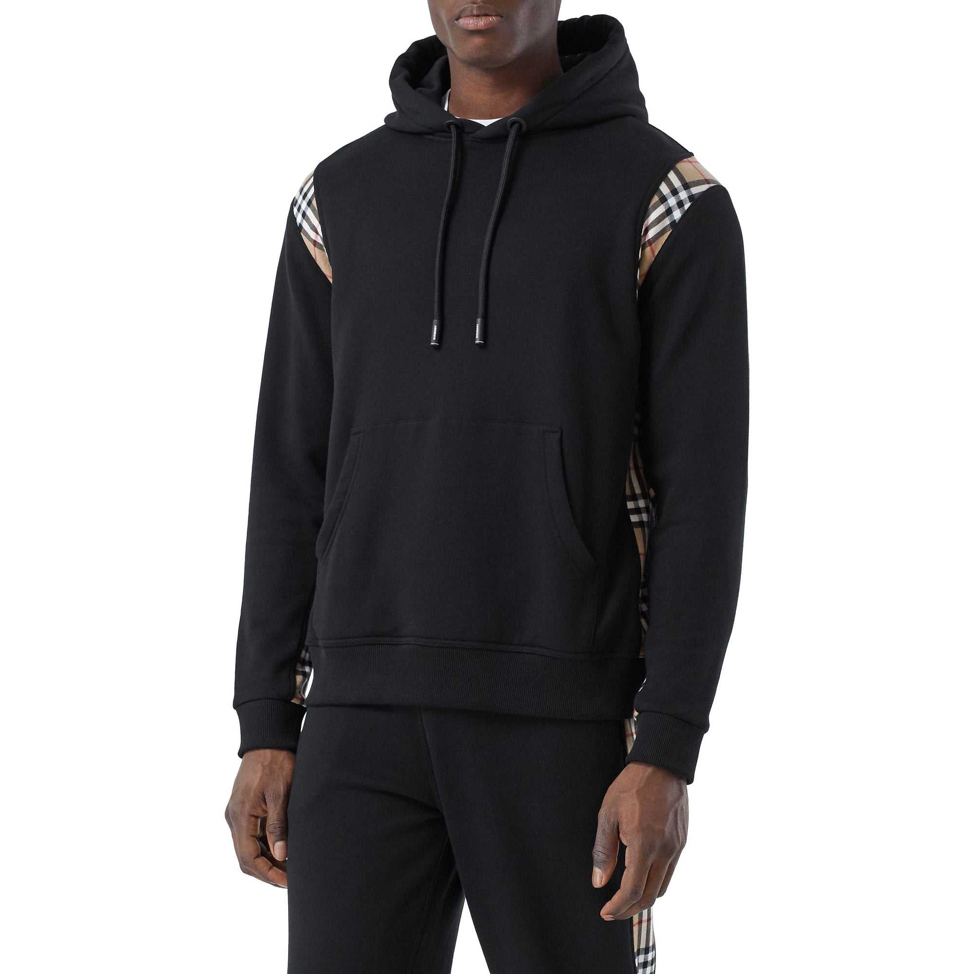 BLACK Hoodie en coton avec Vintage check