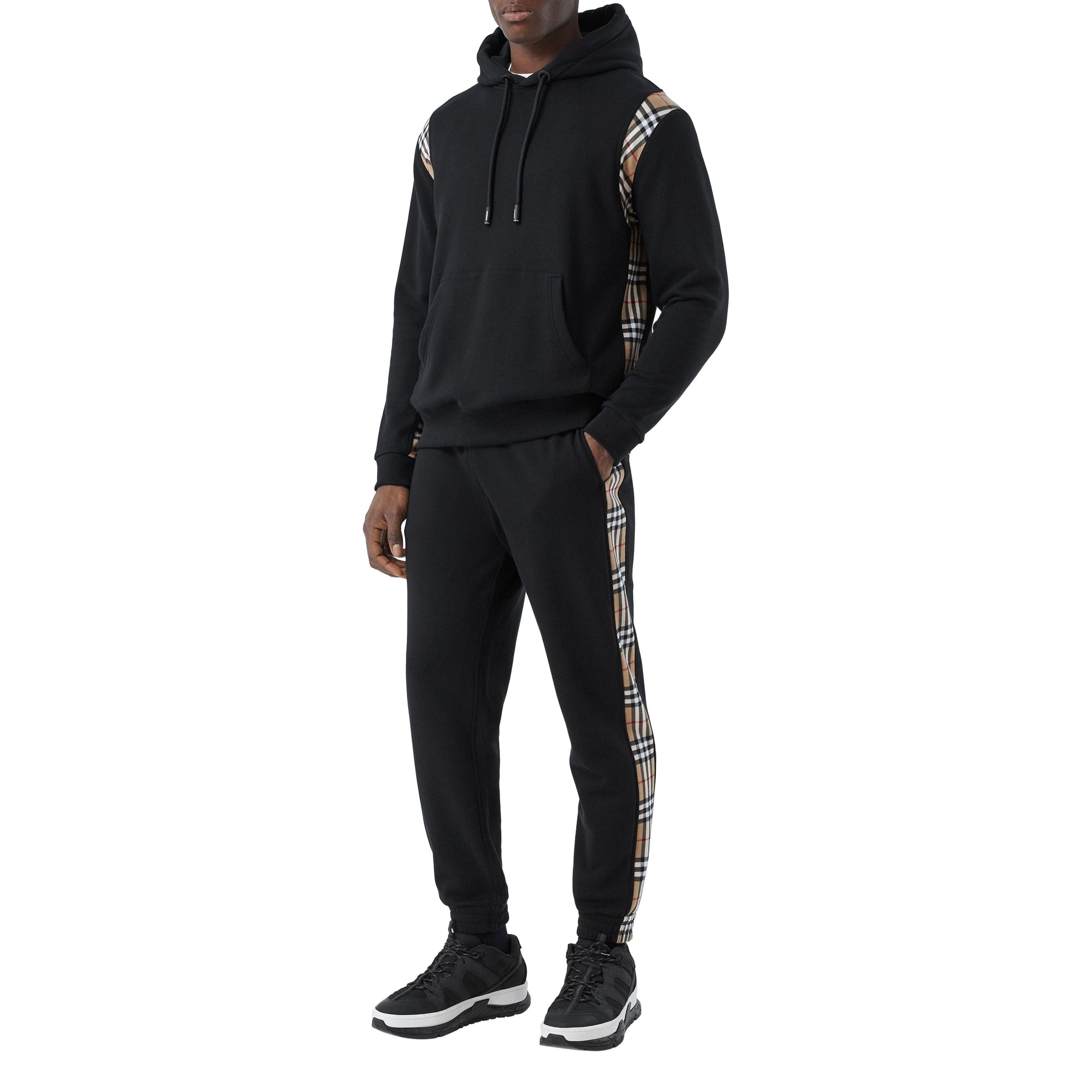 BLACK Hoodie en coton avec Vintage check