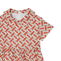 VERMILLION RED IP PT Robe en soie Monogram avec col Claudine