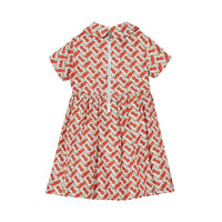 VERMILLION RED IP PT Robe en soie Monogram avec col Claudine