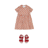 VERMILLION RED IP PT Robe en soie Monogram avec col Claudine