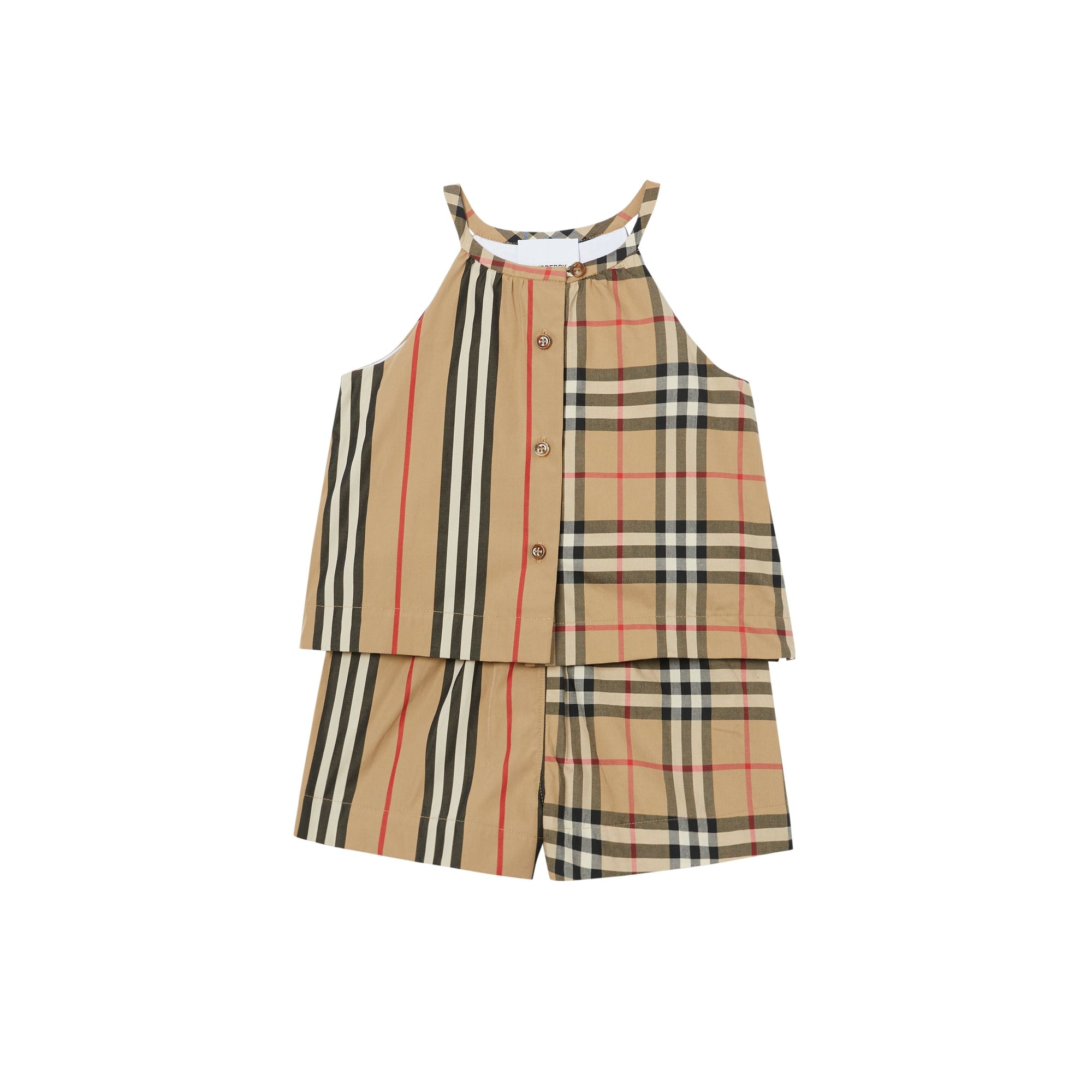 ARCHIVE BEIGE IP S Combinaison en coton avec Vintage check et rayures iconiques